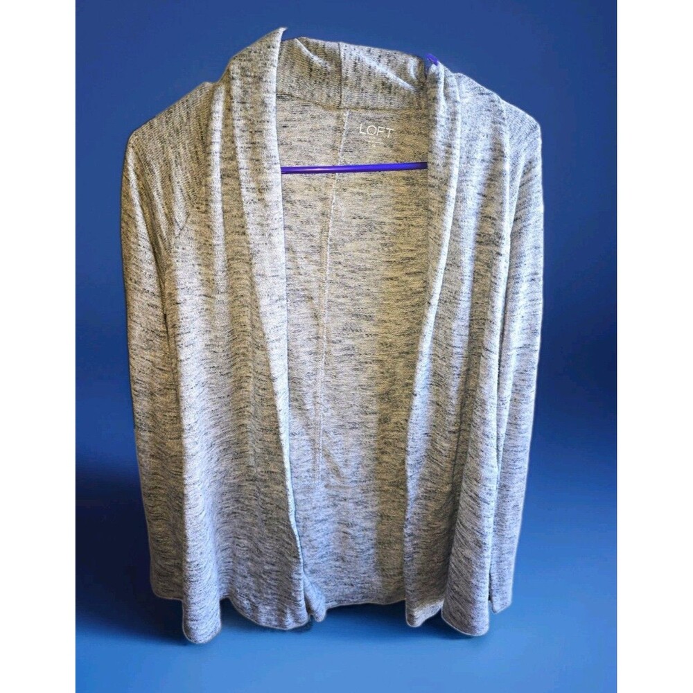LOFT Outlet Cardigan Sweater Womens XS Gray Heathered Open Front Long Sleeve